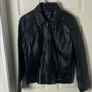 New York & Company Classic Black Leather Jacket